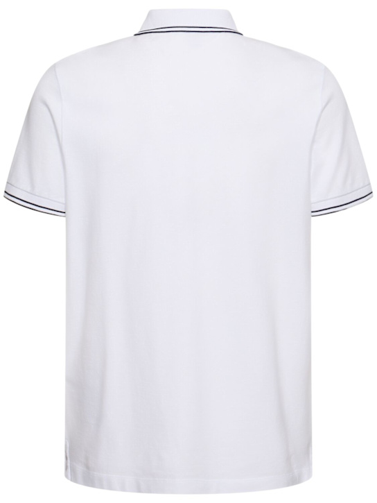 Stone Island: Logo cotton blend polo - White - men_3 | Luisa Via Roma
