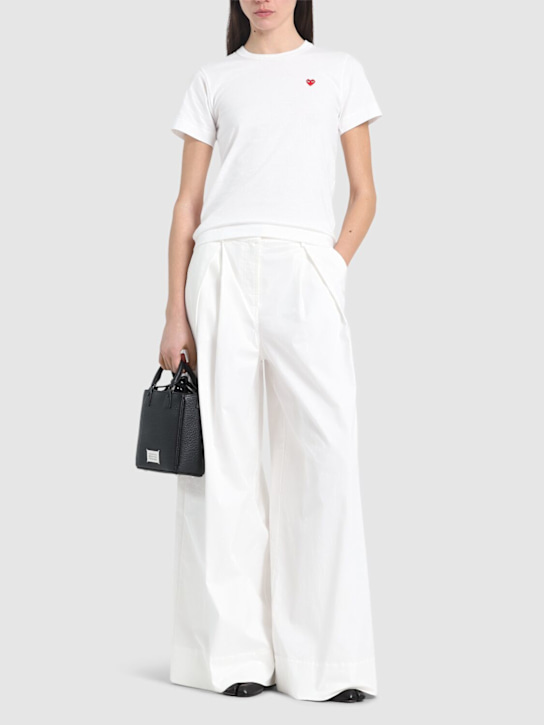 Comme des Garçons Play: Embroidered red heart cotton t-shirt - women_1 | Luisa Via Roma