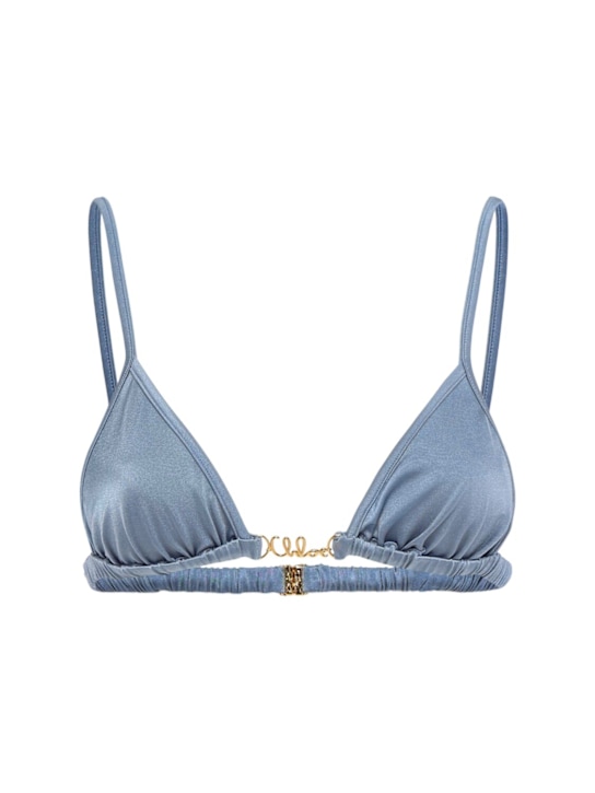 Chloé: Nylon triangle bikini top - Blue - women_0 | Luisa Via Roma