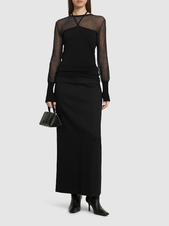 Knit viscose blend top w/sheer details - Thumbnail 2