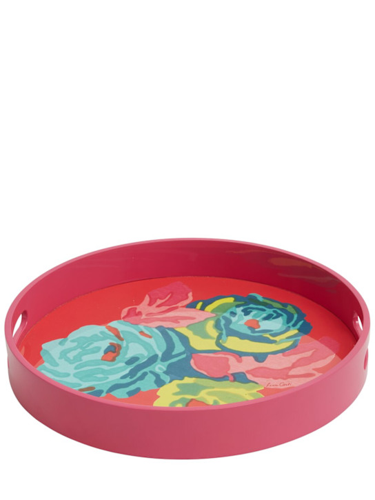 LISA CORTI: Nizam Flower Geranium lacquered tray - ecraft_0 | Luisa Via Roma