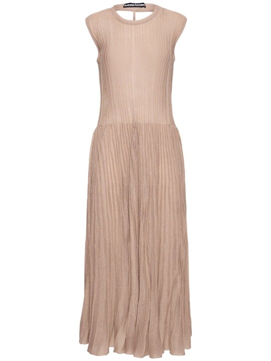 Andreadamo: Vestito midi in maglia di misto viscosa a costine - Nude - women_0 | Luisa Via Roma