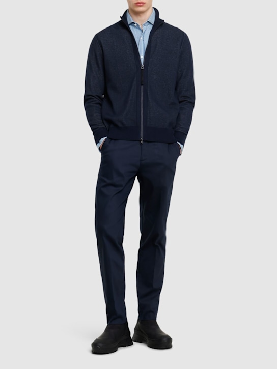 Alphatauri: Fawan zip-up cardigan - Marine Blue - men_1 | Luisa Via Roma