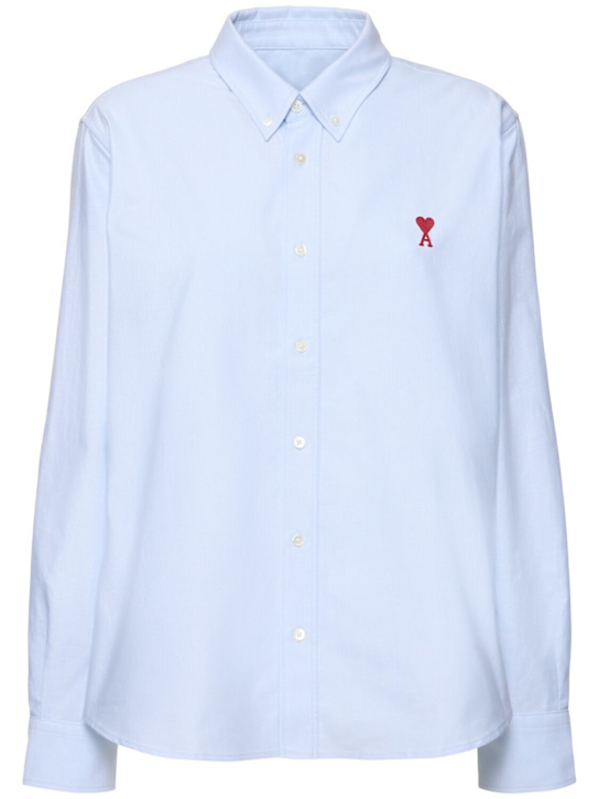 AMI Paris: Cotton poplin logo shirt - women_0 | Luisa Via Roma
