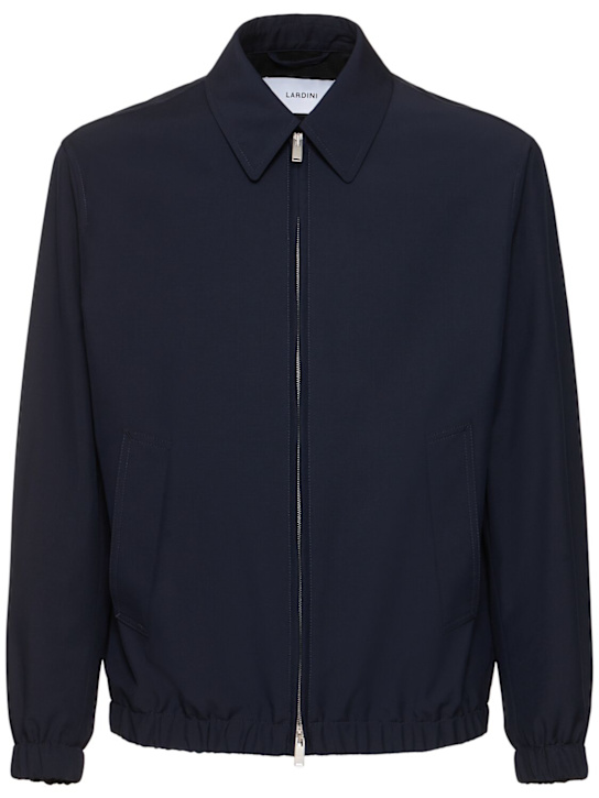 Lardini: Wool & cotton jacket - Navy - men_0 | Luisa Via Roma