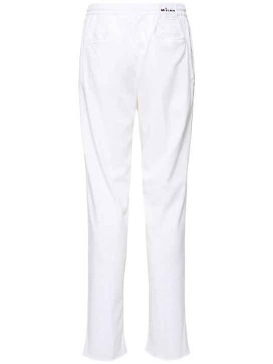 Kiton: Fluid lyocell blend jogger pants - White - men_3 | Luisa Via Roma