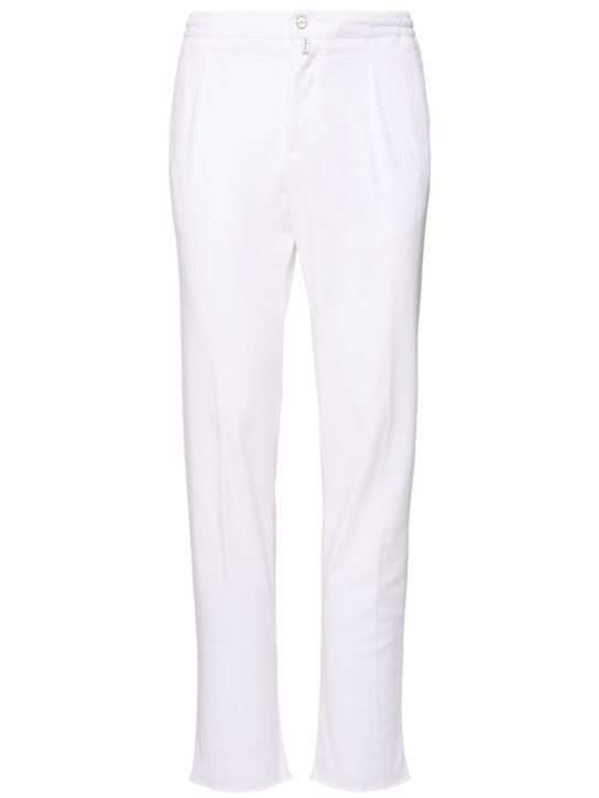 Kiton: Fluid lyocell blend jogger pants - White - men_0 | Luisa Via Roma
