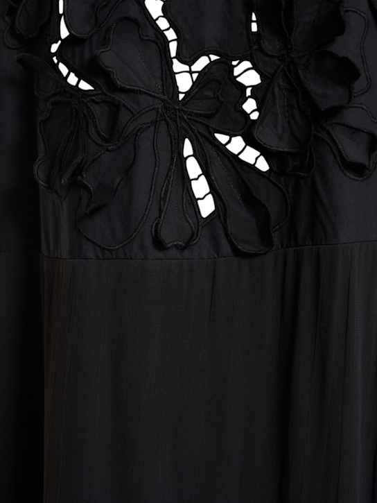 Forte_forte: En fleur embroidered long dress - Black - women_4 | Luisa Via Roma