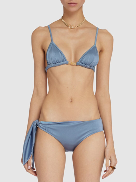 Chloé: Nylon triangle bikini top - Blue - women_1 | Luisa Via Roma