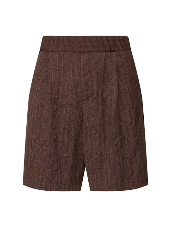 Dries Van Noten: Plato loose fit pleated shorts - Brown - men_0 | Luisa Via Roma