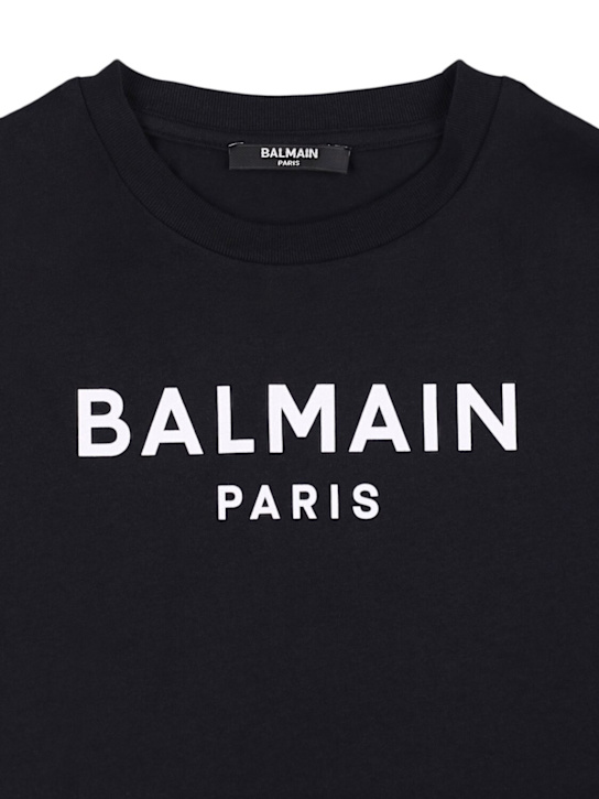 Balmain: Printed cotton jersey t-shirt - Black - kids-boys_1 | Luisa Via Roma