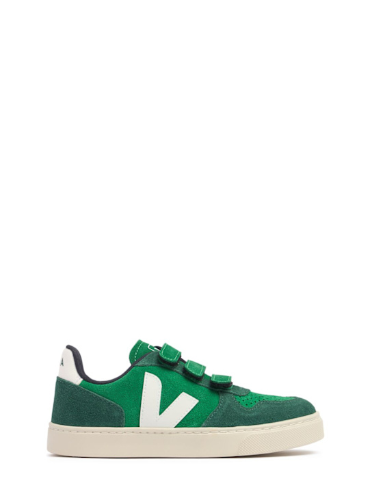Veja: V10 chrome-free leather sneakers - Green - kids-girls_0 | Luisa Via Roma