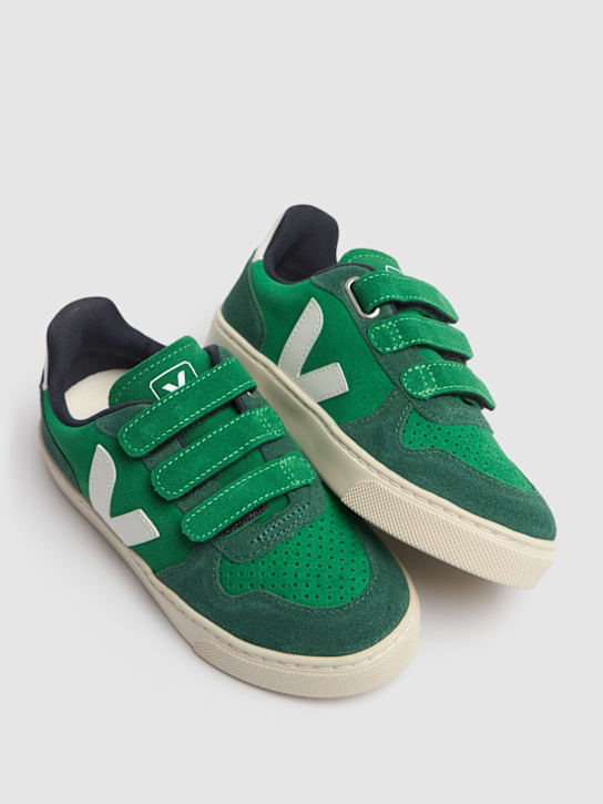 Veja: V10 chrome-free leather sneakers - Green - kids-girls_1 | Luisa Via Roma