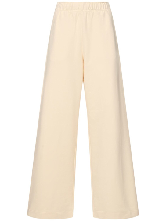 Moncler: Wide leg cotton track pants - White - women_0 | Luisa Via Roma