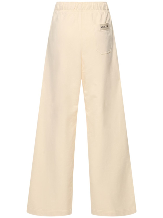 Moncler: Wide leg cotton track pants - White - women_3 | Luisa Via Roma