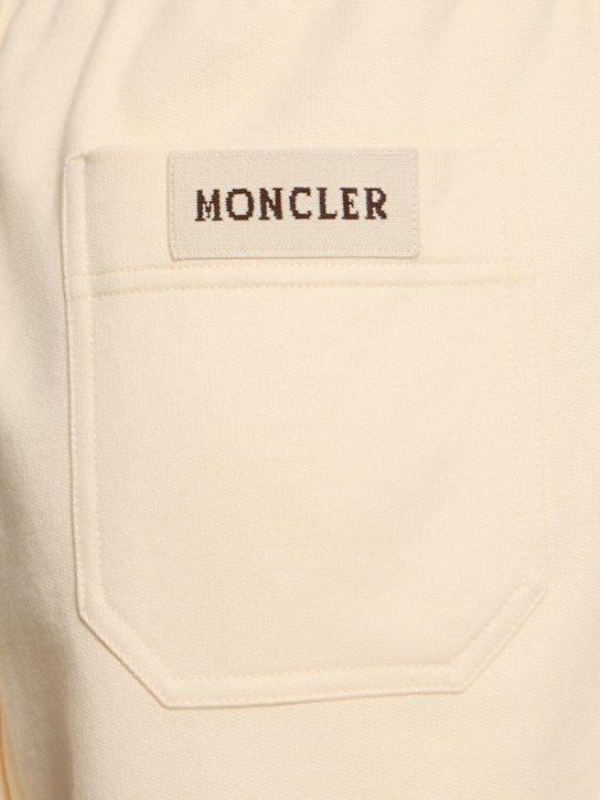 Moncler: Wide leg cotton track pants - White - women_4 | Luisa Via Roma