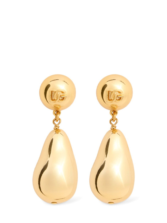 Dolce&Gabbana: Logo pendant earrings - Gold - women_0 | Luisa Via Roma