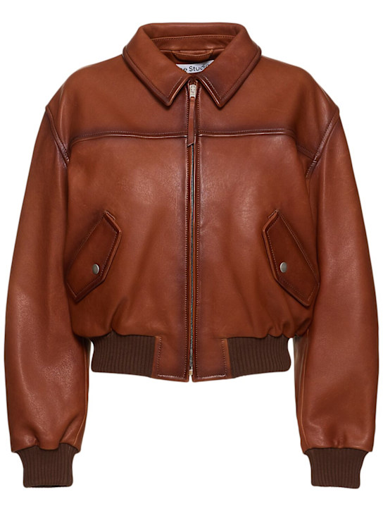 Acne Studios: Loroma leather bomber jacket - women_0 | Luisa Via Roma