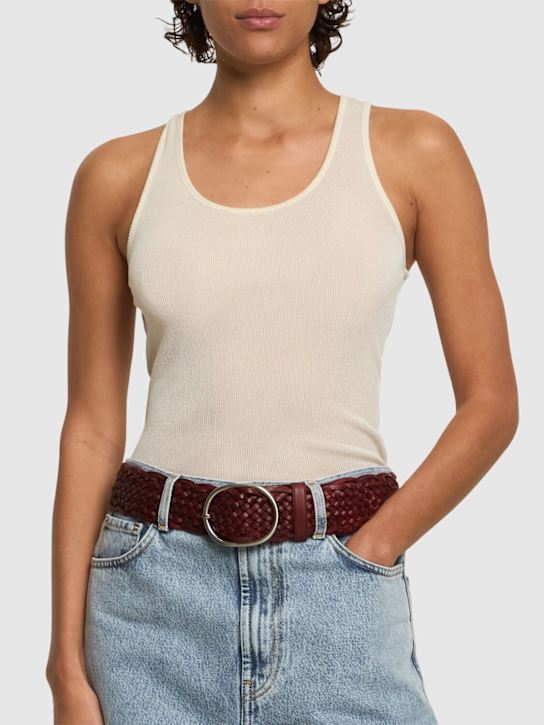 Dragon Diffusion: Oval buckle woven leather belt - Bordeaux - women_1 | Luisa Via Roma