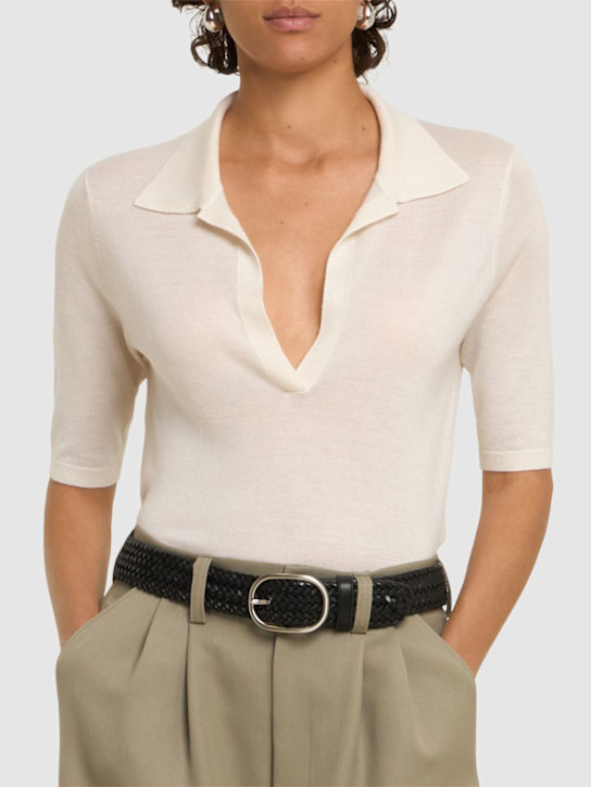 Dragon Diffusion: Oval buckle woven leather belt - Black - women_1 | Luisa Via Roma