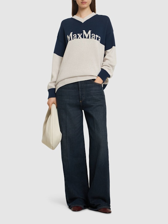 'S Max Mara: Luigi cotton knit v-neck sweater - women_1 | Luisa Via Roma