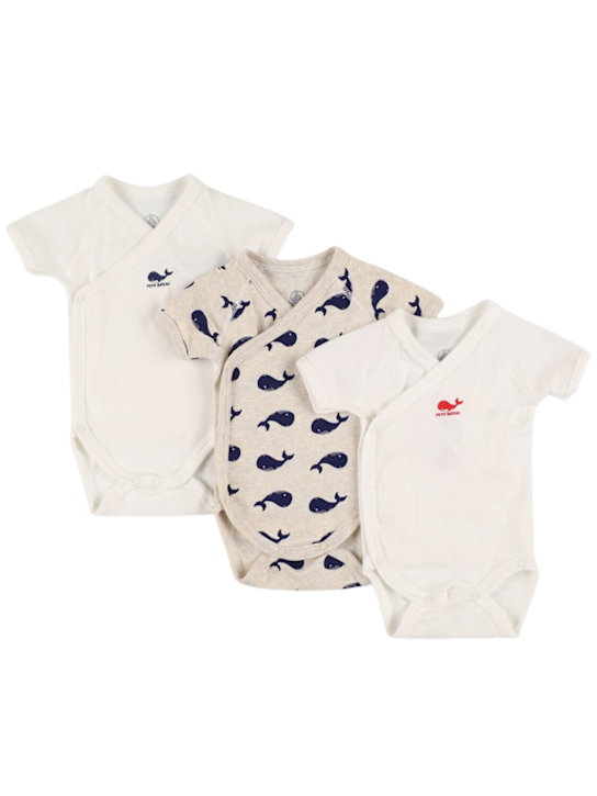 Petit Bateau: Set of 3 cotton jersey bodysuits - White - kids-girls_0 | Luisa Via Roma