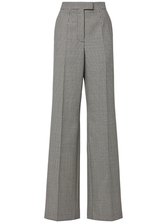 McQueen: Wool & mohair pants - Black/Ivory - women_0 | Luisa Via Roma