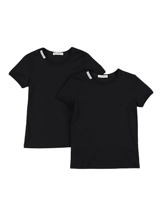 Dolce&Gabbana: Set of 2 cotton t-shirts - Black - kids-boys_0 | Luisa Via Roma