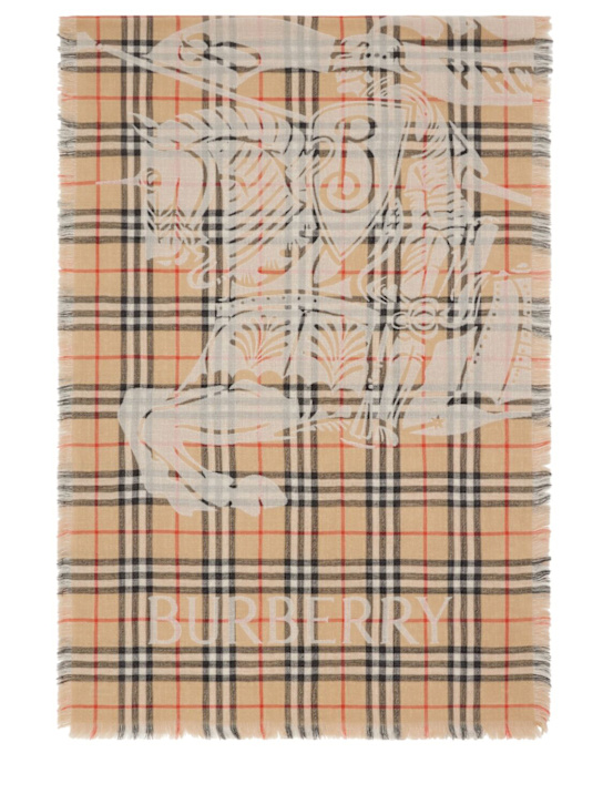 Burberry: Sciarpa in lana con stampa check - women_1 | Luisa Via Roma