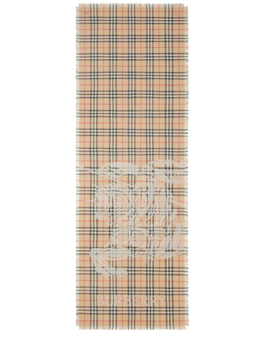 Burberry: Sciarpa in lana con stampa check - women_0 | Luisa Via Roma