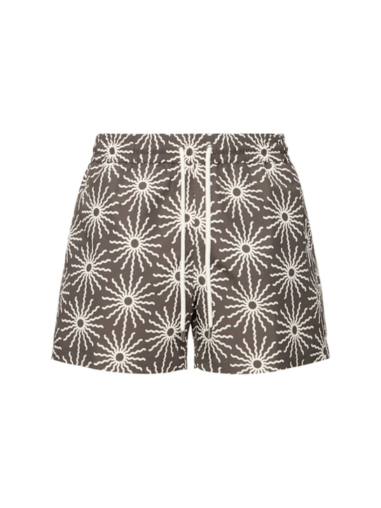 Frescobol Carioca: Rio O Sol print swim shorts - Seawood Ivory - men_0 | Luisa Via Roma