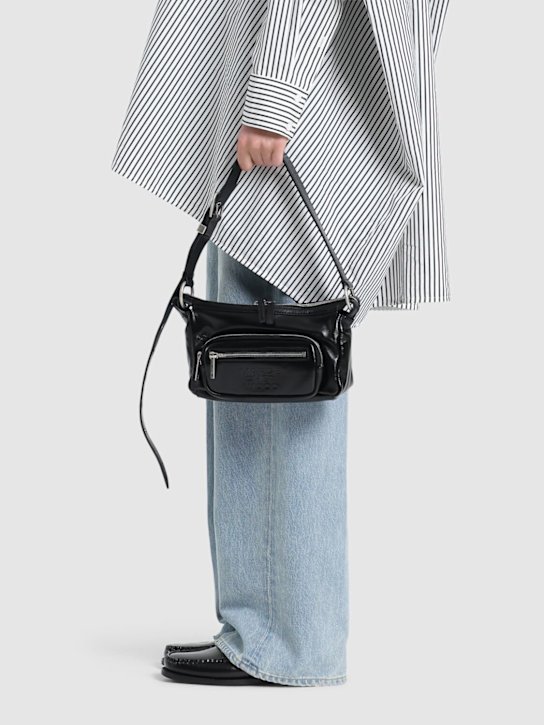 MARGESHERWOOD: Borsa mini hobo Outpocket in pelle lucida - Nero - women_1 | Luisa Via Roma