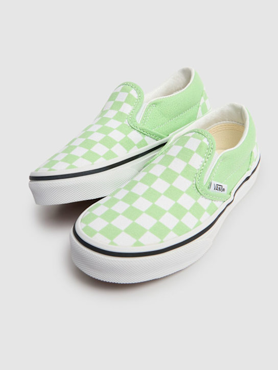 Vans: Sneakers sans lacets en toile - Vert/Blanc - kids-girls_1 | Luisa Via Roma
