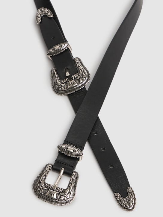 Dsquared2: Leather buckle belt - Black - men_2 | Luisa Via Roma