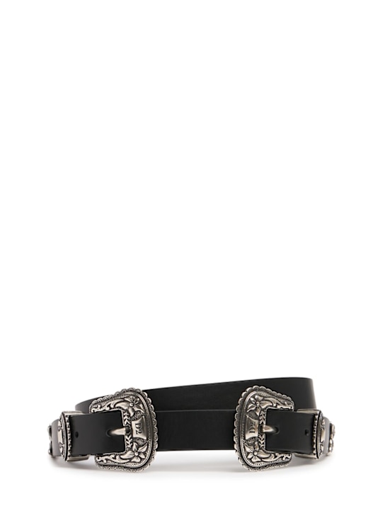 Dsquared2: Leather buckle belt - Black - men_0 | Luisa Via Roma