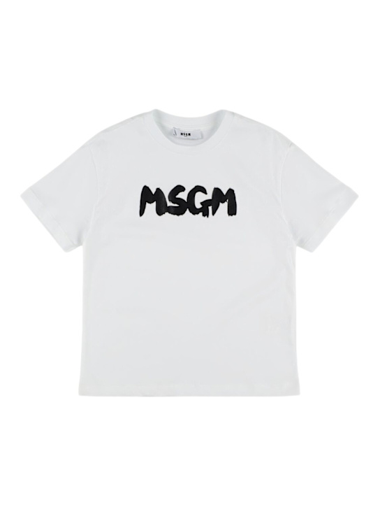 MSGM: Printed cotton jersey t-shirt - White - kids-boys_0 | Luisa Via Roma