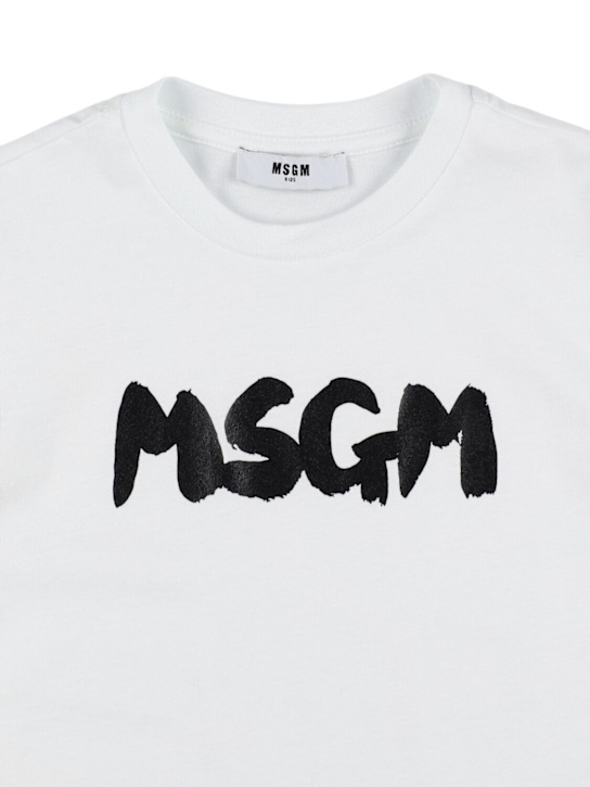 MSGM: Printed cotton jersey t-shirt - White - kids-boys_1 | Luisa Via Roma