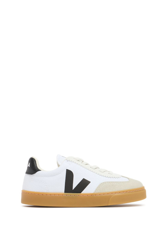 Veja: スモール ボレー キャンバスレースアップスニーカー - ホワイト/ブラック - kids-girls_0 | Luisa Via Roma