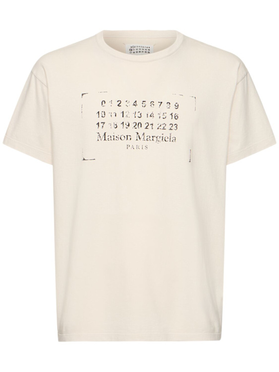 Maison Margiela: Logo cotton t-shirt - men_0 | Luisa Via Roma