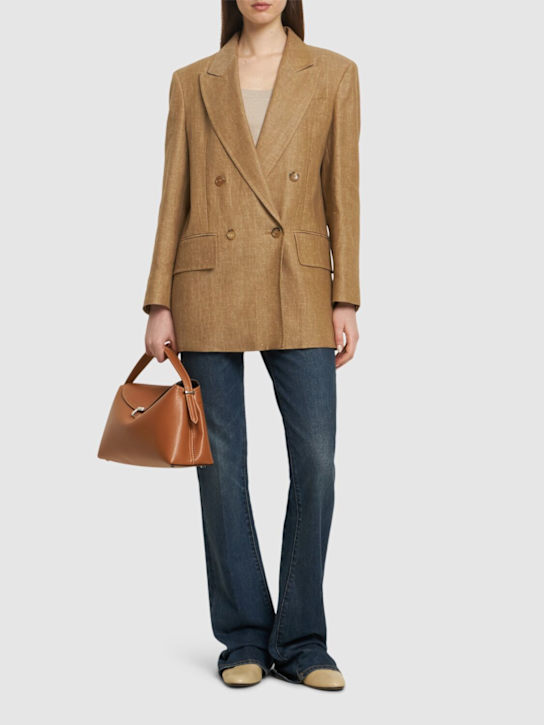 Max Mara: Gerla double breast linen blazer - women_1 | Luisa Via Roma