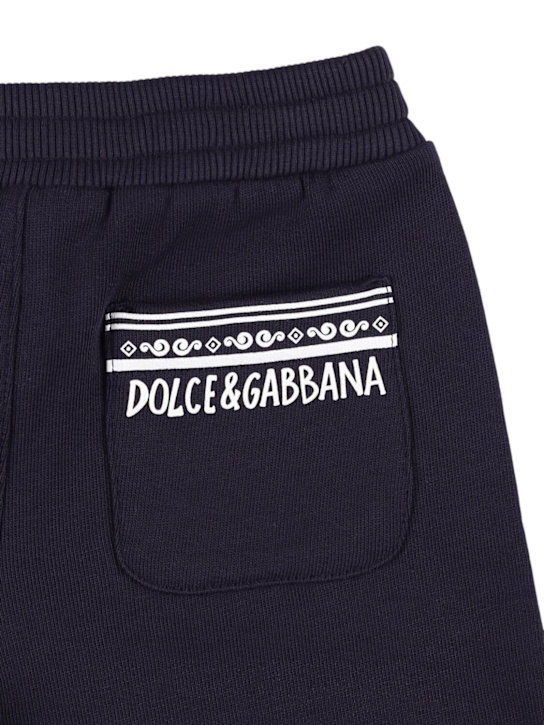 Dolce&Gabbana: Cotton sweat shorts w/logo - Dark Blue - kids-boys_1 | Luisa Via Roma