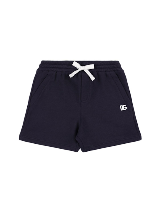Dolce&Gabbana: Cotton sweat shorts w/logo - Dark Blue - kids-boys_0 | Luisa Via Roma
