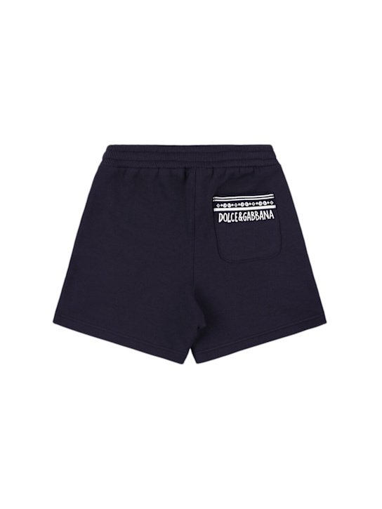 Dolce&Gabbana: Cotton sweat shorts w/logo - Dark Blue - kids-boys_2 | Luisa Via Roma