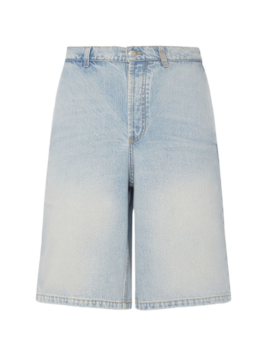 McQueen: Cotton denim shorts - Blue Wash - men_0 | Luisa Via Roma