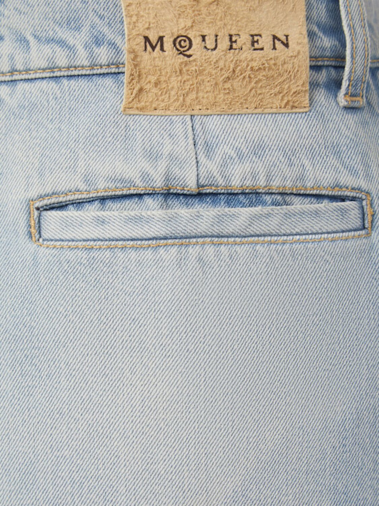 McQueen: Cotton denim shorts - Blue Wash - men_5 | Luisa Via Roma