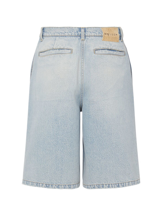 McQueen: Cotton denim shorts - Blue Wash - men_3 | Luisa Via Roma