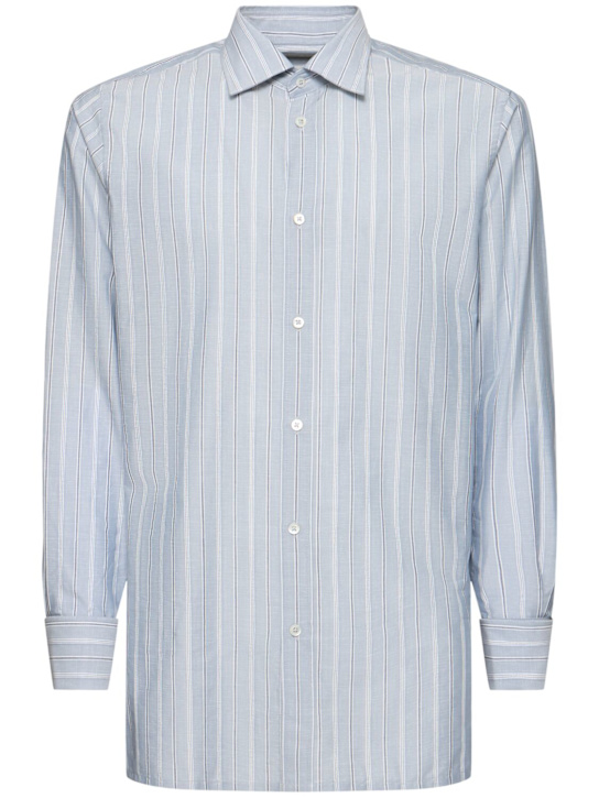 Maison Margiela: Striped cotton long-sleeved shirt - men_0 | Luisa Via Roma