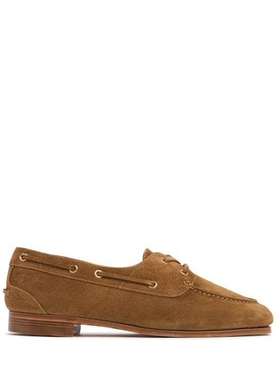 Bally: LVR Exclusive 10mm Plume suede loafers - women_0 | Luisa Via Roma