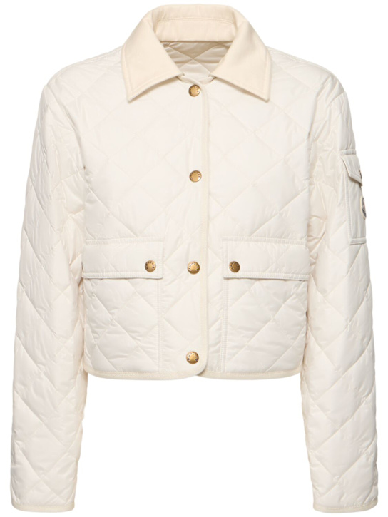 Moncler: Chitre diamond quilted shirt jacket - White - women_0 | Luisa Via Roma