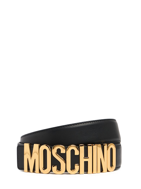 Moschino: Logo belt - Black/Gold - men_0 | Luisa Via Roma